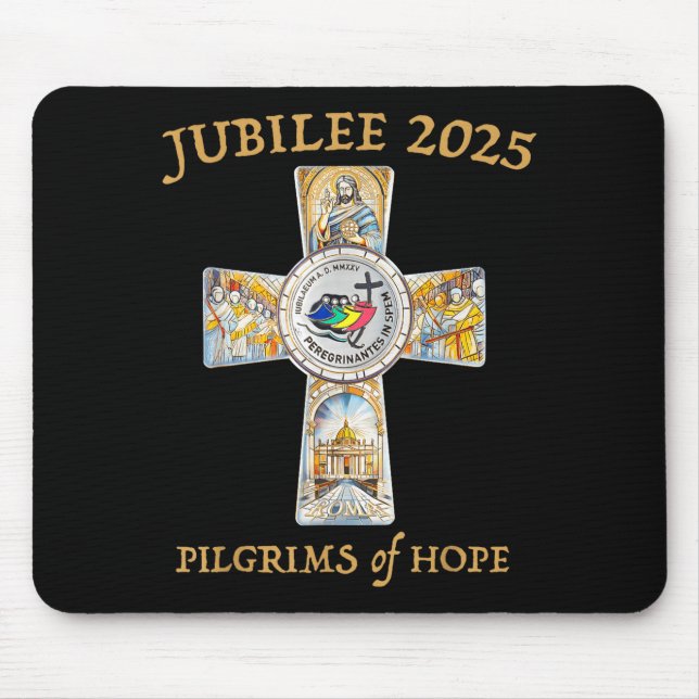 Jubilee 2025 Catholic Christian Lgrims Cross Jesus Mouse Pad (Front)