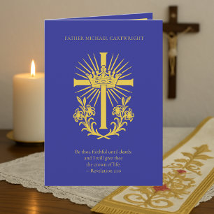 Jubilee Ordination Anniversary Cross Crown Priest Card