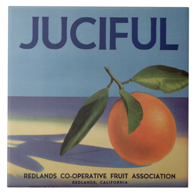 Juciful Orange Crate Label Tile (Front)