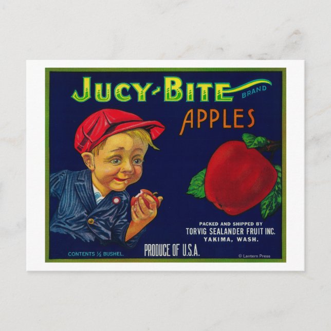 Jucy Bite Apple Crate LabelYakima, WA Postcard (Front)