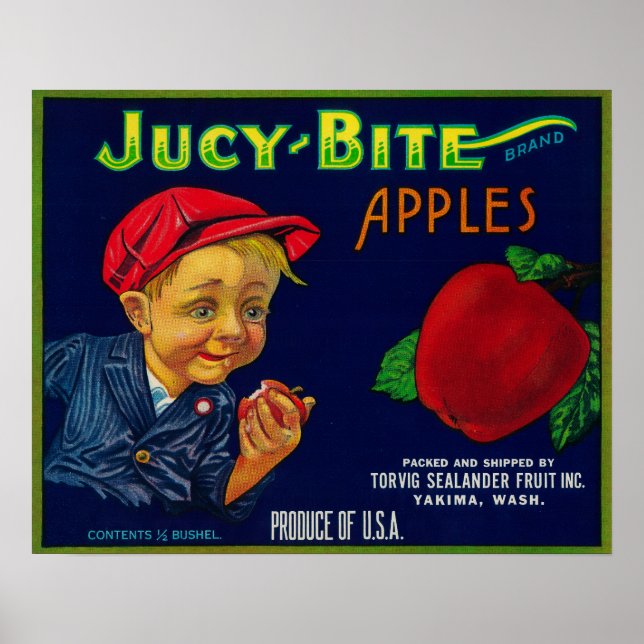 Jucy Bite Apple Crate LabelYakima, WA Poster (Front)