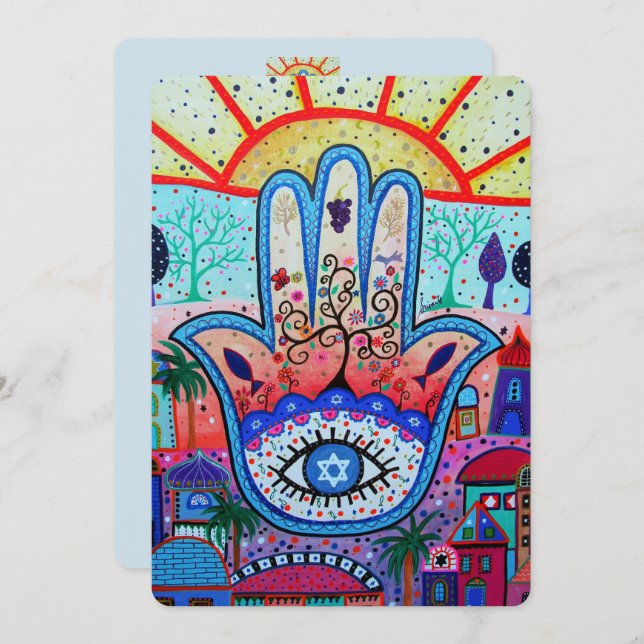 JUDAIC HAMSA BAT BAR MITZVAH INVITATION (Front/Back)