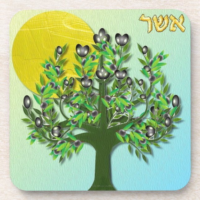 Judaica 12 Tribes Israel Asher Coaster (Front)