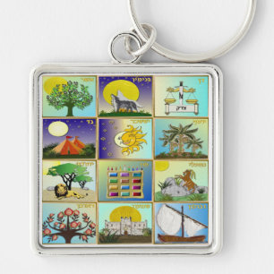 Judaica 12 Tribes of Israel Art Key Ring