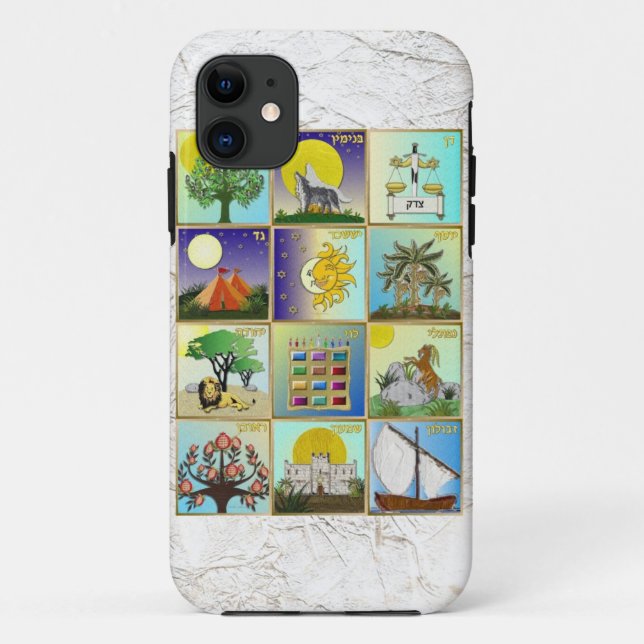Judaica 12 Tribes Of Israel Art Panels Case-Mate iPhone Case (Back)