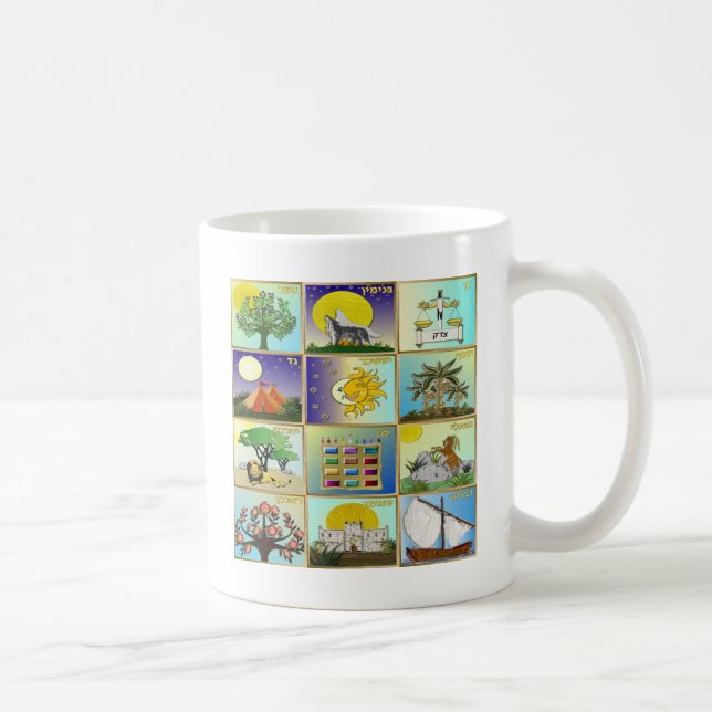 Judaica 12 Tribes Of Israel Art Panels Coffee Mug (Right)