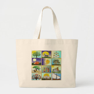 Judaica 12 Tribes Of Israel Art Panels Large Tote Bag