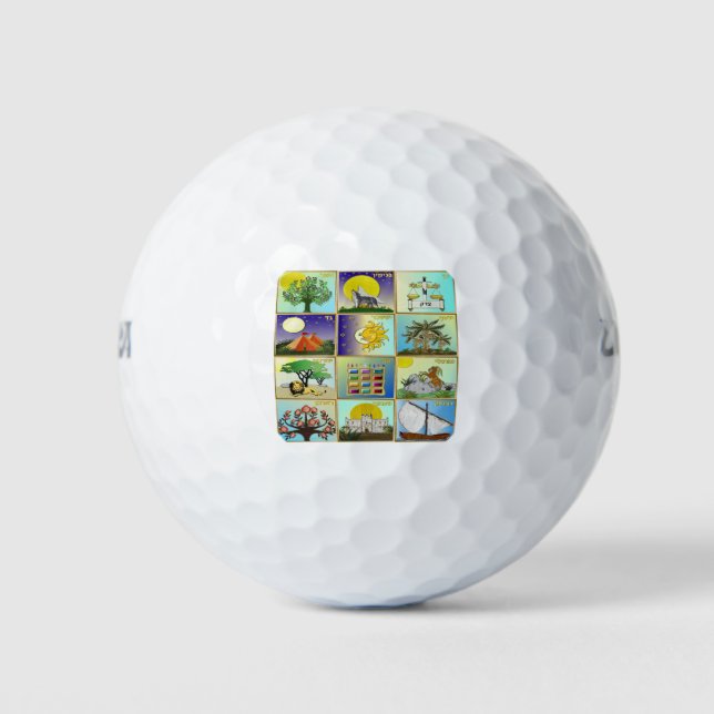 Judaica 12 Tribes Of Israel Art Print Golf Balls (Front)