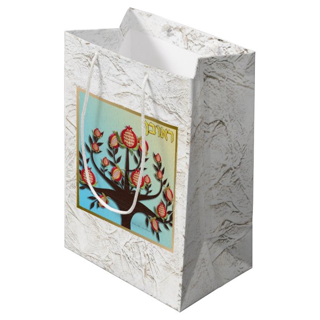 Judaica 12 Tribes Of Israel Art Reuben Gift Bag (Front Angled)