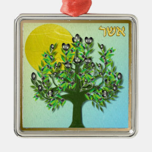 Judaica 12 Tribes Of Israel Asher Metal Tree Decoration