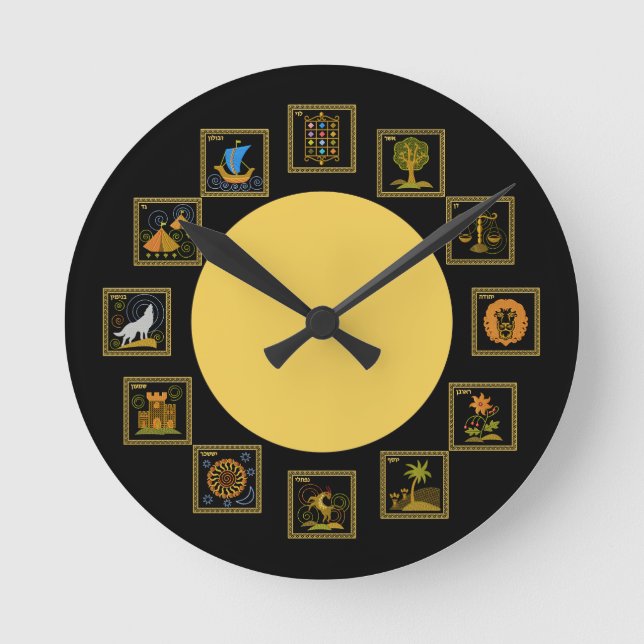 Judaica 12 Tribes of Israel Clock (Front)
