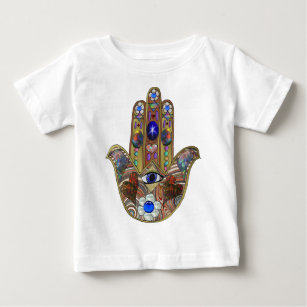 Judaica Hamsa Hearts Flowers Opal Art Print Baby T-Shirt