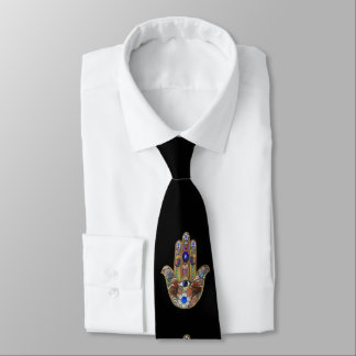 Judaica Hamsa Hearts Flowers Opal Art Print Tie