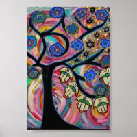 Judaica Hamsa Tree Of Life Sunset Poster