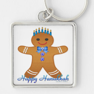 Judaica Hanukkah Gingerbread Man Menorah Key Ring