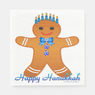 Judaica Hanukkah Gingerbread Man Menorah Napkin