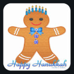 Judaica Hanukkah Gingerbread Man Menorah Square Sticker<br><div class="desc">You are viewing The Lee Hiller Photography Art and Designs Collection of Home and Office Decor,  Apparel,  Gifts and Collectibles. The Designs include Lee Hiller Photography and Mixed Media Digital Art Collection. You can view her Nature photography at http://HikeOurPlanet.com/ and follow her hiking blog within Hot Springs National Park.</div>