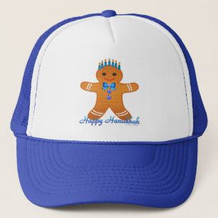 Judaica Hanukkah Gingerbread Man Menorah Trucker Hat