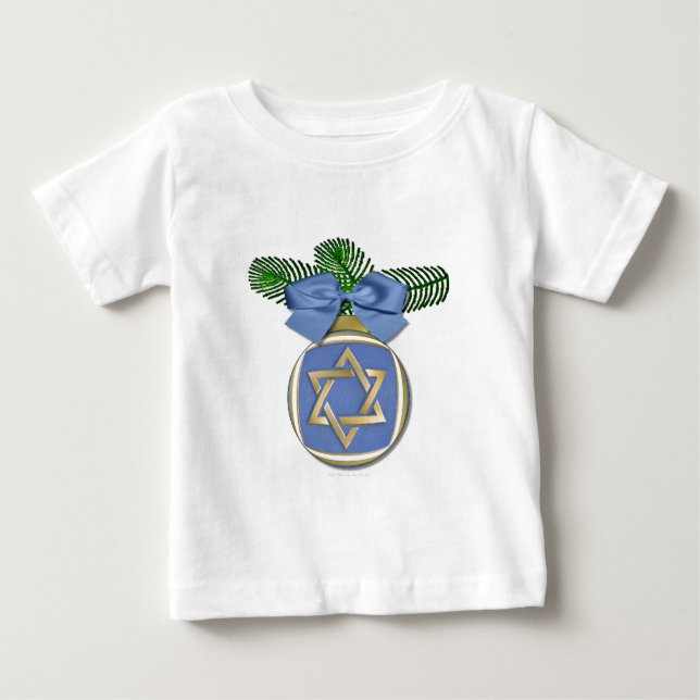 Judaica Hanukkah Star Of David Ornament Print Baby T-Shirt (Front)