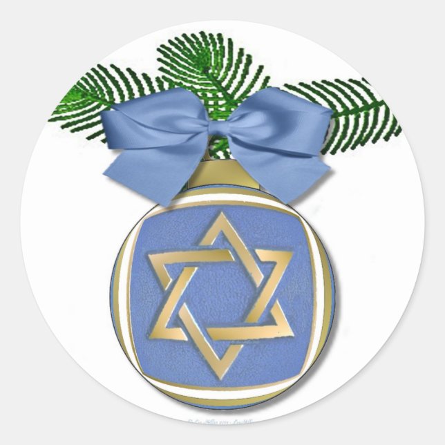 Judaica Hanukkah Star Of David Ornament Print Classic Round Sticker (Front)