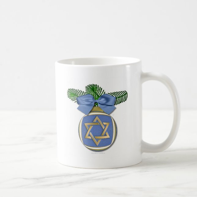Judaica Hanukkah Star Of David Ornament Print Coffee Mug (Right)