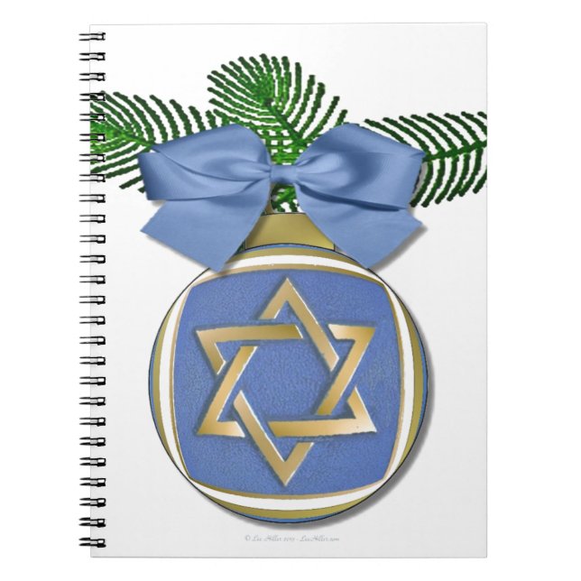 Judaica Hanukkah Star Of David Ornament Print Notebook (Front)