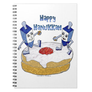 Judaica Happy Hanukkah Dancing Dreidels Donut Notebook