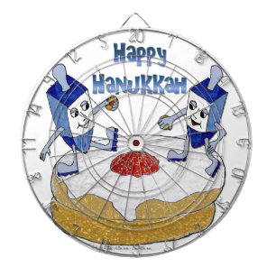 Judaica Happy Hanukkah Dancing Dreidels Doughnut Dartboard