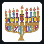 Judaica Happy Hanukkah Dreidel Menorah Square Sticker<br><div class="desc">You are viewing The Lee Hiller Photography Art and Designs Collection of Home and Office Decor,  Apparel,  Gifts and Collectibles. The Designs include Lee Hiller Photography and Mixed Media Digital Art Collection. You can view her Nature photography at http://HikeOurPlanet.com/ and follow her hiking blog within Hot Springs National Park.</div>