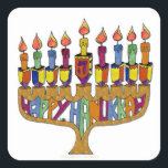 Judaica Happy Hanukkah Dreidel Menorah Square Sticker<br><div class="desc">You are viewing The Lee Hiller Photography Art and Designs Collection of Home and Office Decor,  Apparel,  Gifts and Collectibles. The Designs include Lee Hiller Photography and Mixed Media Digital Art Collection. You can view her Nature photography at http://HikeOurPlanet.com/ and follow her hiking blog within Hot Springs National Park.</div>