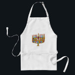 Judaica Happy Hanukkah Dreidel Menorah Standard Apron<br><div class="desc">You are viewing The Lee Hiller Designs Collection of Home and Office Decor,  Apparel,  Gifts and Collectibles. The Designs include Lee Hiller Photography and Mixed Media Digital Art Collection. You can view her Nature photography at http://HikeOurPlanet.com/ and follow her hiking blog within Hot Springs National Park.</div>