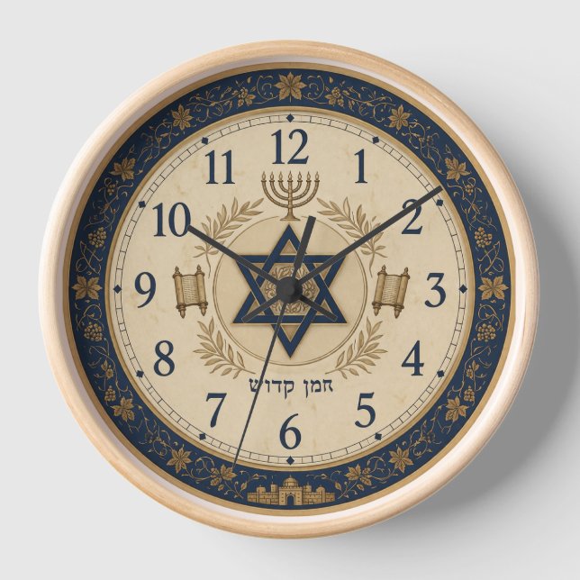 Judaica inspired traditional clock (Front)