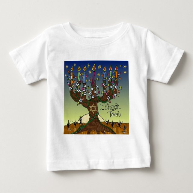 Judaica L'shanah Tovah Tree Of Life Gifts Apparel Baby T-Shirt (Front)