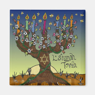 Judaica L'shanah Tovah Tree Of Life Gifts Apparel Magnet