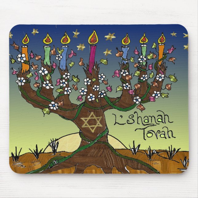 Judaica L'shanah Tovah Tree Of Life Gifts Apparel Mouse Pad (Front)