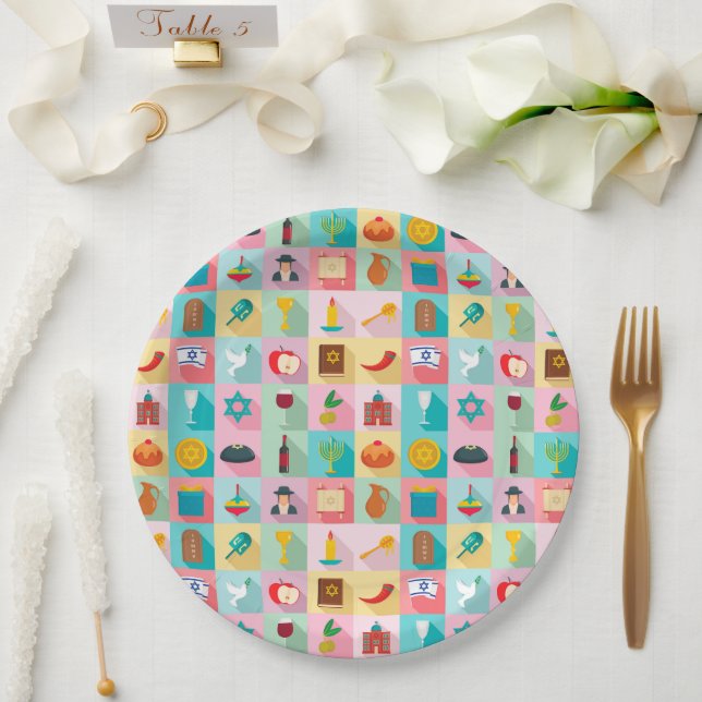 Judaica Party Designer Paper Plates  All Occassion (Wedding)