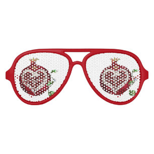 Judaica Pomegranate Heart Hanukkah Rosh Hashanah Aviator Sunglasses