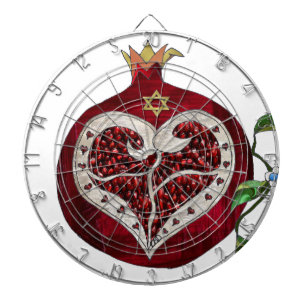Judaica Pomegranate Heart Hanukkah Rosh Hashanah Dartboard