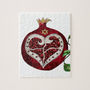 Judaica Pomegranate Heart Hanukkah Rosh Hashanah Jigsaw Puzzle