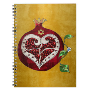 Judaica Pomegranate Heart Hanukkah Rosh Hashanah Notebook