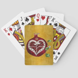 Judaica Pomegranate Heart Hanukkah Rosh Hashanah Playing Cards