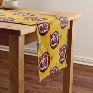 Judaica Pomegranate Heart Hanukkah Rosh Hashanah Short Table Runner