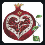 Judaica Pomegranate Heart Hanukkah Rosh Hashanah Square Sticker<br><div class="desc">You are viewing The Lee Hiller Designs Collection of Home and Office Decor,  Apparel,  Gifts and Collectibles. The Designs include Lee Hiller Photography and Mixed Media Digital Art Collection. You can view her Nature photography at http://HikeOurPlanet.com/ and follow her hiking blog within Hot Springs National Park.</div>