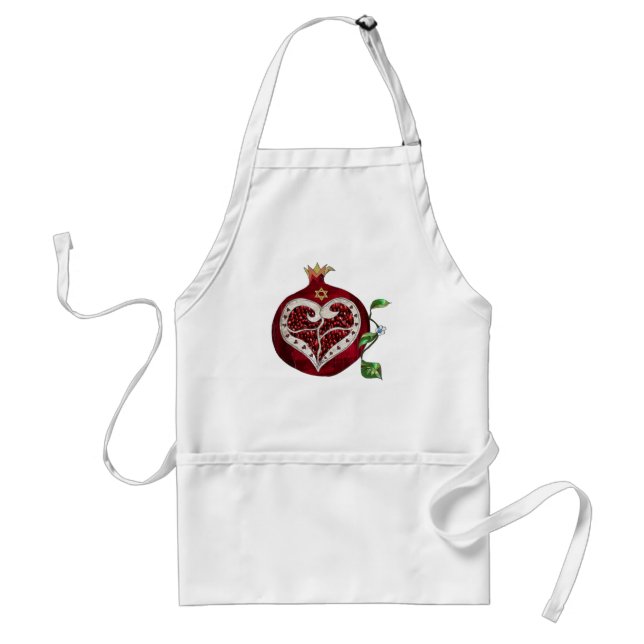 Judaica Pomegranate Heart Hanukkah Rosh Hashanah Standard Apron (Front)