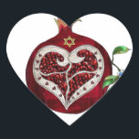 Judaica Pomegranate Heart Hanukkah Rosh Hashanah Sticker<br><div class="desc">You are viewing The Lee Hiller Designs Collection of Home and Office Decor, Apparel, Gifts and Collectibles. The Designs include Lee Hiller Photography and Mixed Media Digital Art Collection. You can view her Nature photography at http://HikeOurPlanet.com/ and follow her hiking blog within Hot Springs National Park.</div>