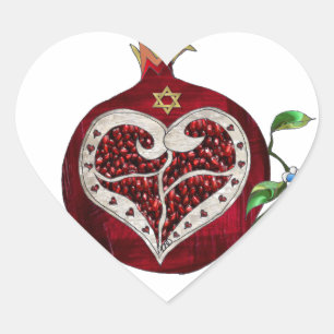 Judaica Pomegranate Heart Hanukkah Rosh Hashanah Sticker