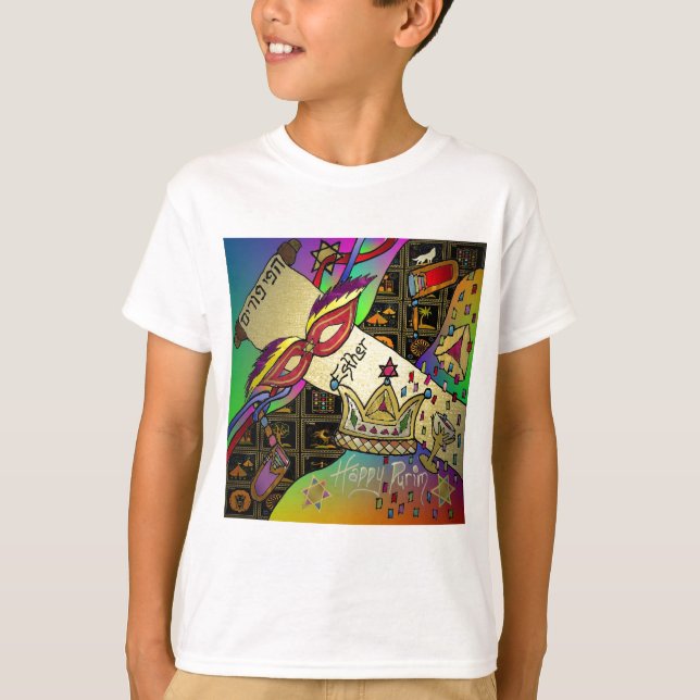 Judaica Purim Esther Celebration Art Print T-Shirt (Front)