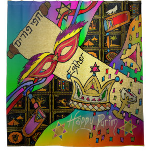 Judaica Purim Esther Celebration Dark Art Print Shower Curtain