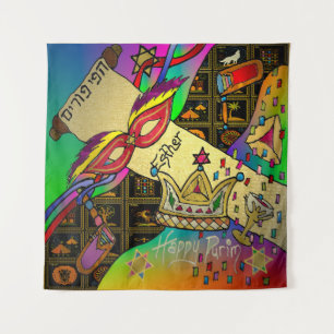 Judaica Purim Esther Celebration Dark Art Print Tapestry