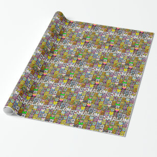 Judaica Retro 60s Psychedelic Shalom LOVE Wrapping Paper